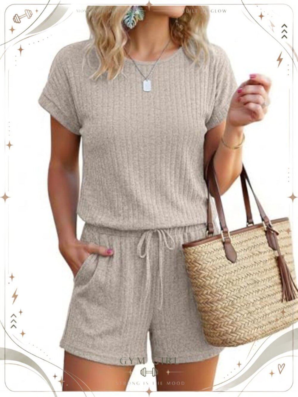 Women's Casual Summer Romper Loose Fit Short Sleeve Round Neck Pull On